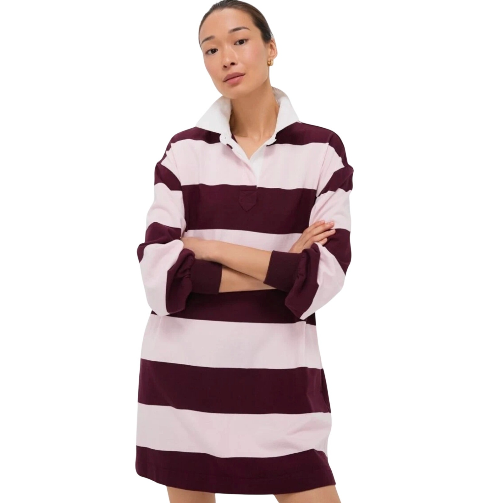 New Tuckernuck Stripe Travis Rugby Dress Powder Pink Winetasting Women's Xs